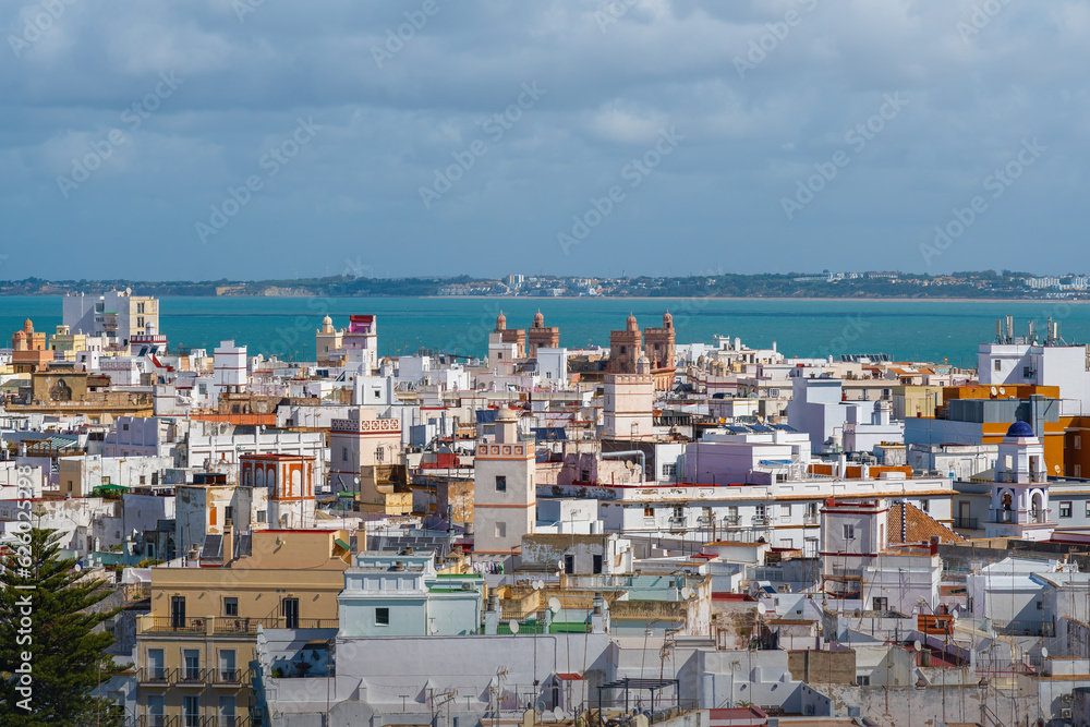 Aerial view of Cadiz with many Towers - Cadiz, Andalusia, Spain