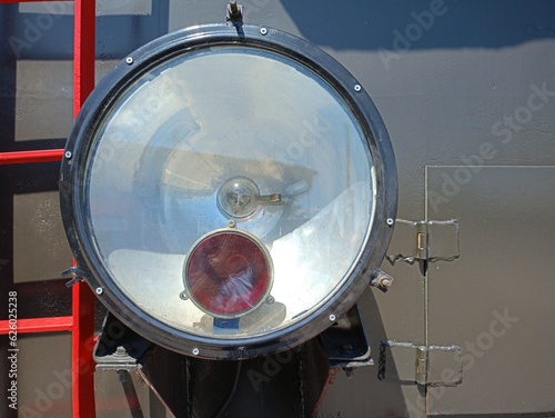 Photography headlight of an old steam locomotive