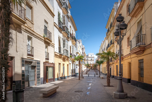 Plaza Viudas Square and Street - Cadiz, Andalusia, Spain © diegograndi