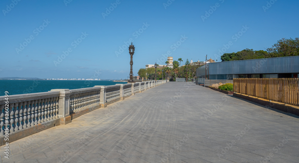 Fototapeta premium Paseo Santa Barbara at Genoese park (Parque Genoves) and Cadiz University - Cadiz, Andalusia, Spain