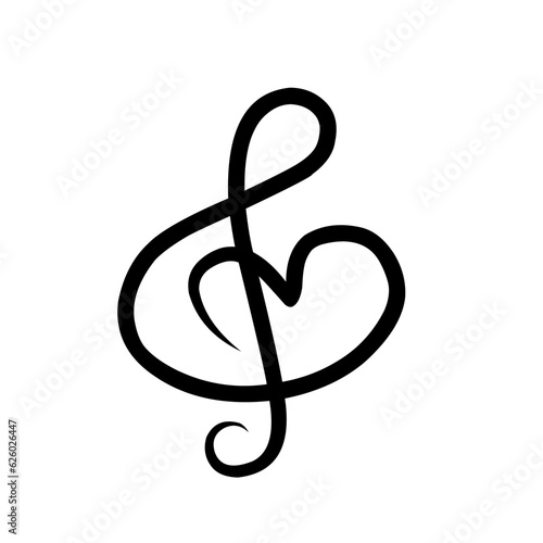 Musical Keys And Abstrack Hand Drawn Heart 