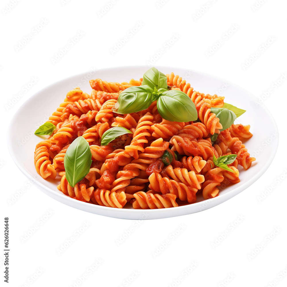 Pasta with tomato, mushrooms, vegetables and basil on transparent background Remove png created with Generative AI, Clipping Path Pasta with tomato, mushrooms, vegetables and basil on transparent background Remove png created with Generative AI, Clipping Path