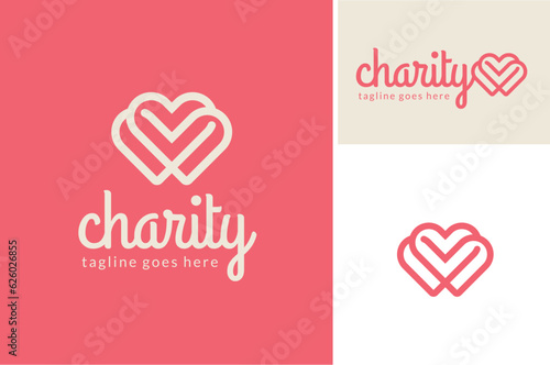 Heart Love Shape Doodle Line Art for Wedding Marriage, Family Affection, Couple Romantic Valentine, or Care Charity logo design