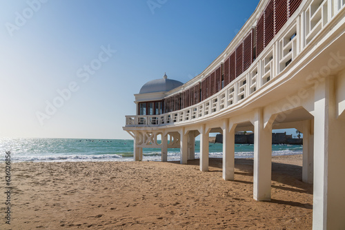 La Caleta Beach and Balneario de la Palma Building - Cadiz, Andalusia, Spain photo