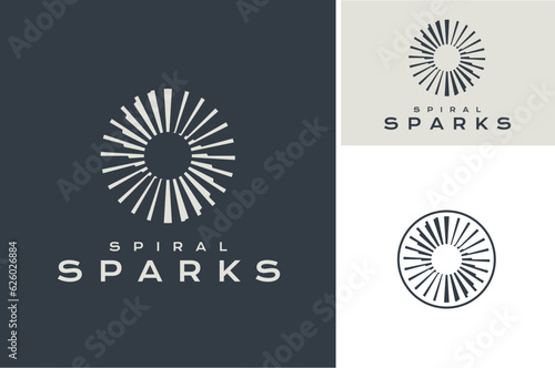 Initial Letter S with Spiral Spinning or Stair Star Sparks Rotation Circular Sparkle logo design