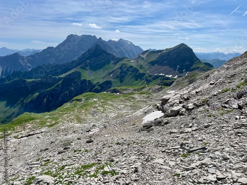 Alpine landscape in Rätikon with Horn and Panüler in the background. photo