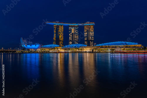 Sands Hotel illuminated at night