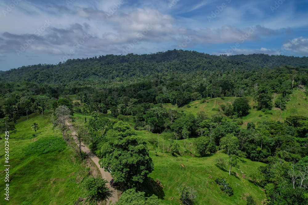 Beautiful aerial view of the Costa Rica Rainforest in the Talamanca Region