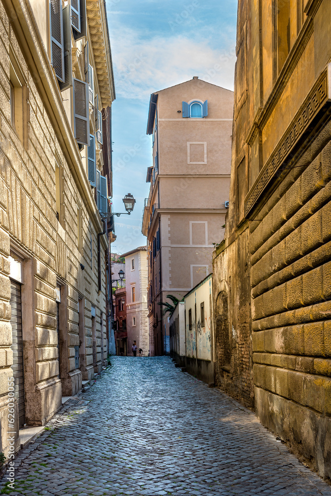 Narrow italian street in the morning
