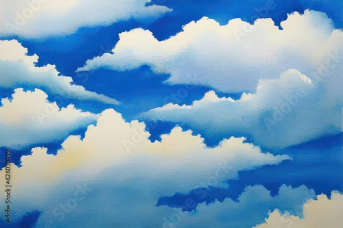 Watercolor clouds. AI generative.