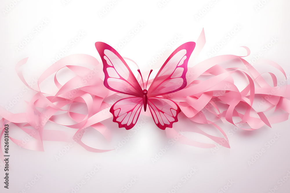 butterfly pink ribbon support cancer 
