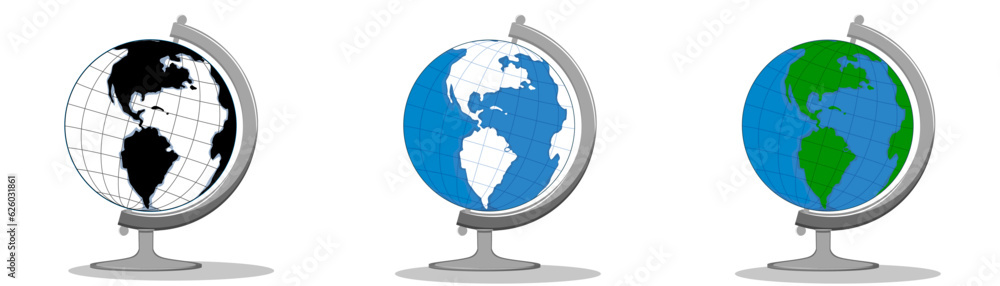 Globe, globe mockup on white background collection of vector colored globe globes eps10