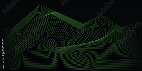 Green line wave and black background