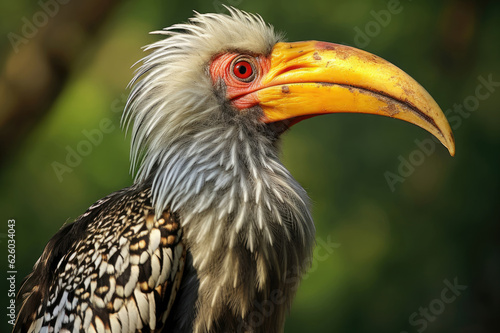 Yellow-billed hornbill close up