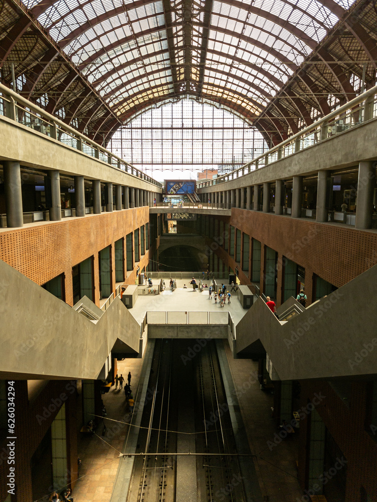 Fototapeta premium Interior of a train station in Europe with beautiful architecture