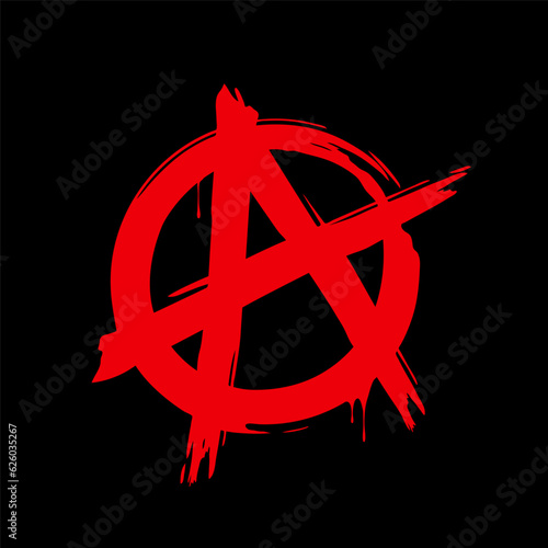 Grunge brush painted anarchy sign. Anarchy icon. Vector illustration