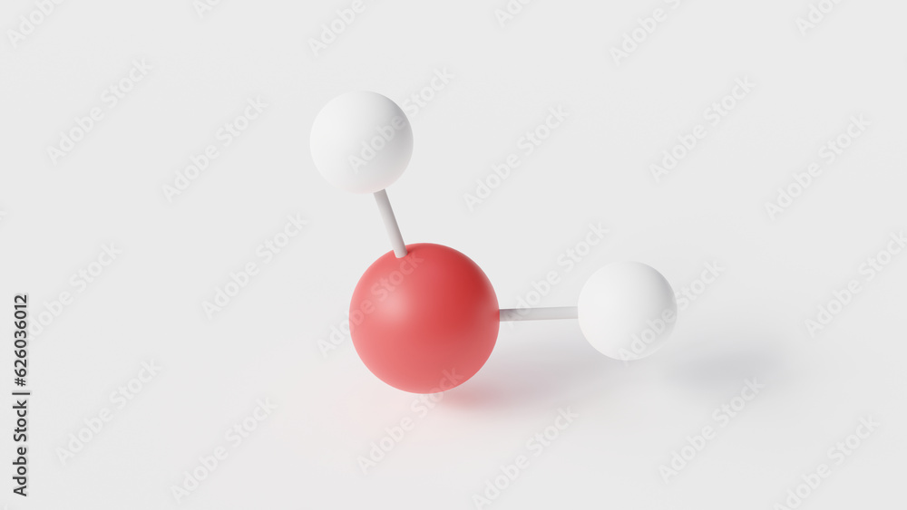 water molecule 3d, molecular structure, ball and stick model, structural chemical formula polar inorganic compound water molecule 3d, molecular structure, ball and stick model, structural chemical formula polar inorganic compound