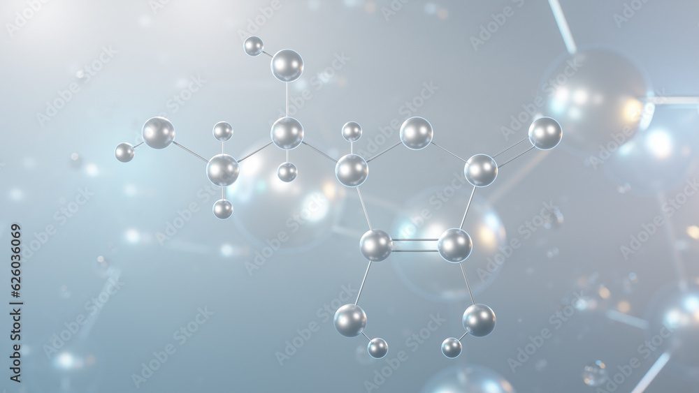 ascorbic acid molecular structure, 3d model molecule, vitamin c, structural chemical formula view from a microscope ascorbic acid molecular structure, 3d model molecule, vitamin c, structural chemical formula view from a microscope