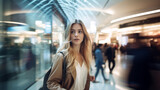 Defocus or blurred shopping mall with people abstract bokeh light background in department store interior. generated ai