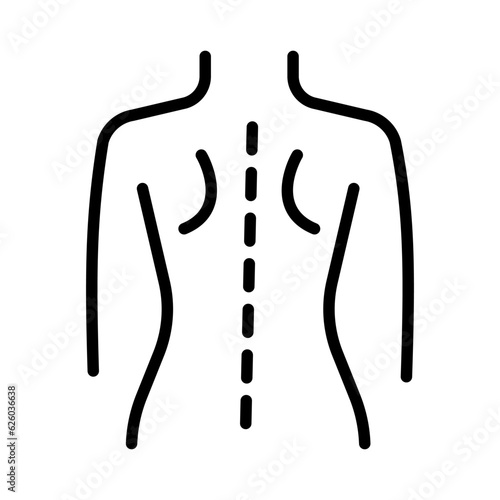 Therapeutic back massage Outline vector icon. Physiotherapy, acupuncture, rehabilitation. Isolated vector element. Pictogram for web page, mobile app, promo