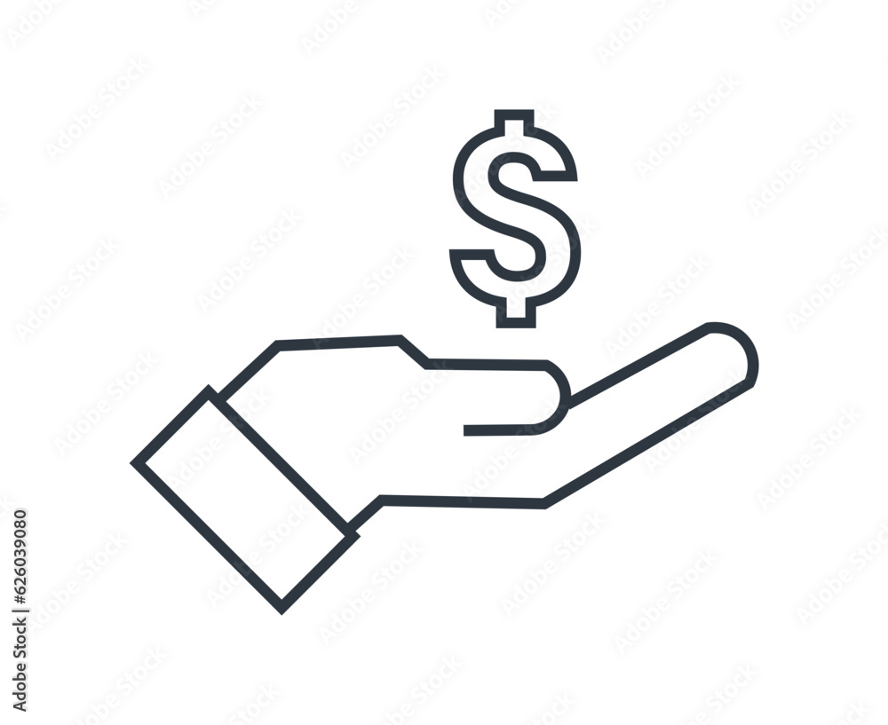 Symbol of a Hand Holding Dollars.
Symbol of a Hand Holding Dollars.