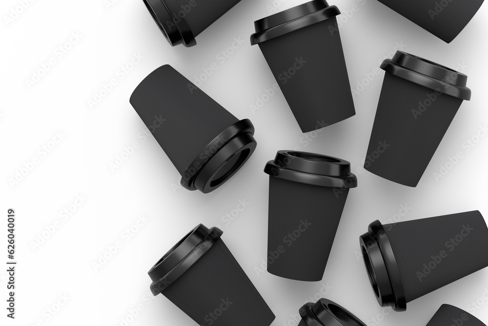 Obraz premium Set of paper coffee cups for cappuccino, americano, espresso, mocha, latte