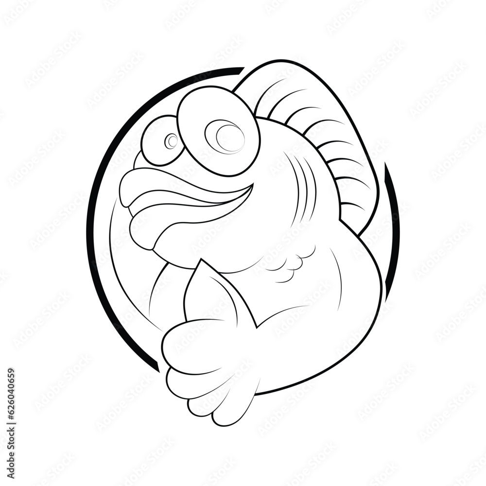Funny Fish Animal vector graphic | fish vector outline art design Funny Fish Animal vector graphic | fish vector outline art design