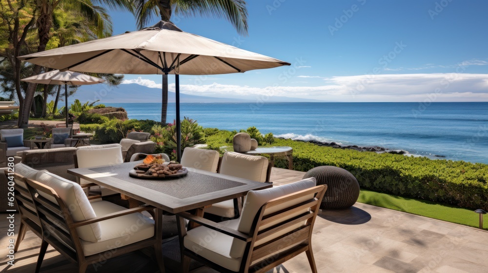 Beachfront villa with a private cabana and direct access to the white sands of Wailea Beach in Maui, Hawaii