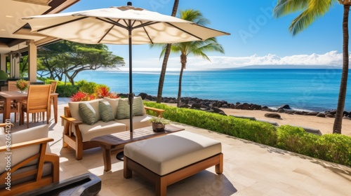 Beachfront villa with a private cabana and direct access to the white sands of Wailea Beach in Maui  Hawaii