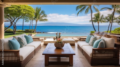 Beachfront villa with a private cabana and direct access to the white sands of Wailea Beach in Maui, Hawaii photo