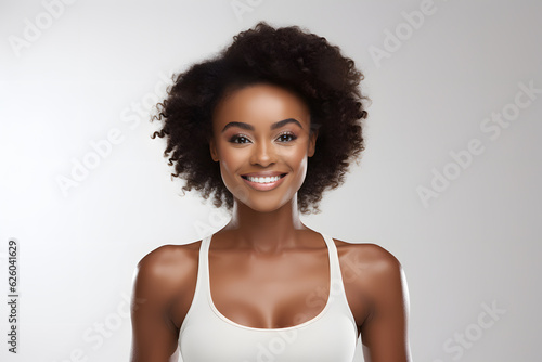african fitness model smile wellbeing and active lifestyle