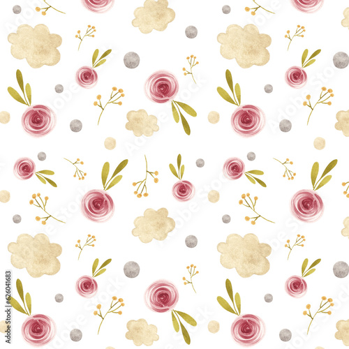 Pattern with pink flowers