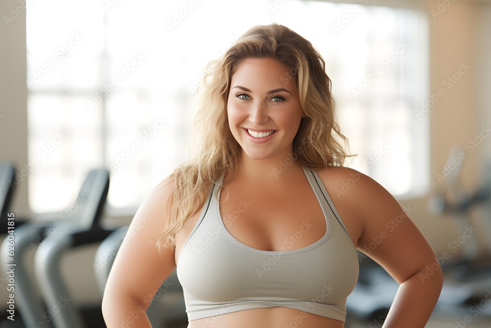 chubby fitness model smile wellbeing