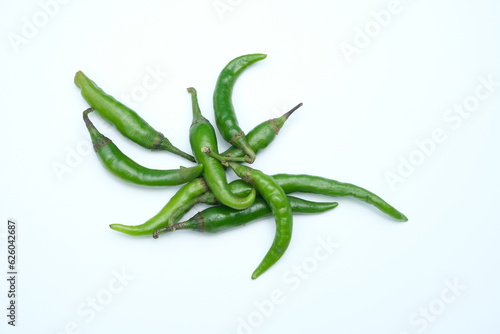 green chili peppers isolated on a white background