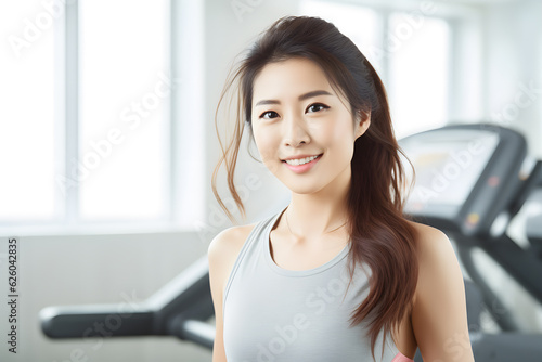 asian woman fitness model smile wellbeing and active lifestyle