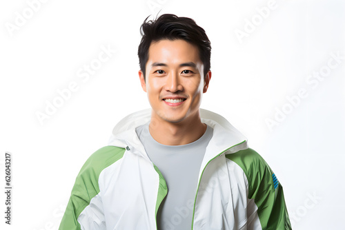asian male fitness model wearing sportswear smile wellbeing