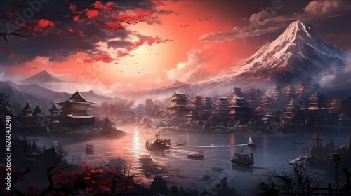 Japan fantasy style scene art © Damian Sobczyk