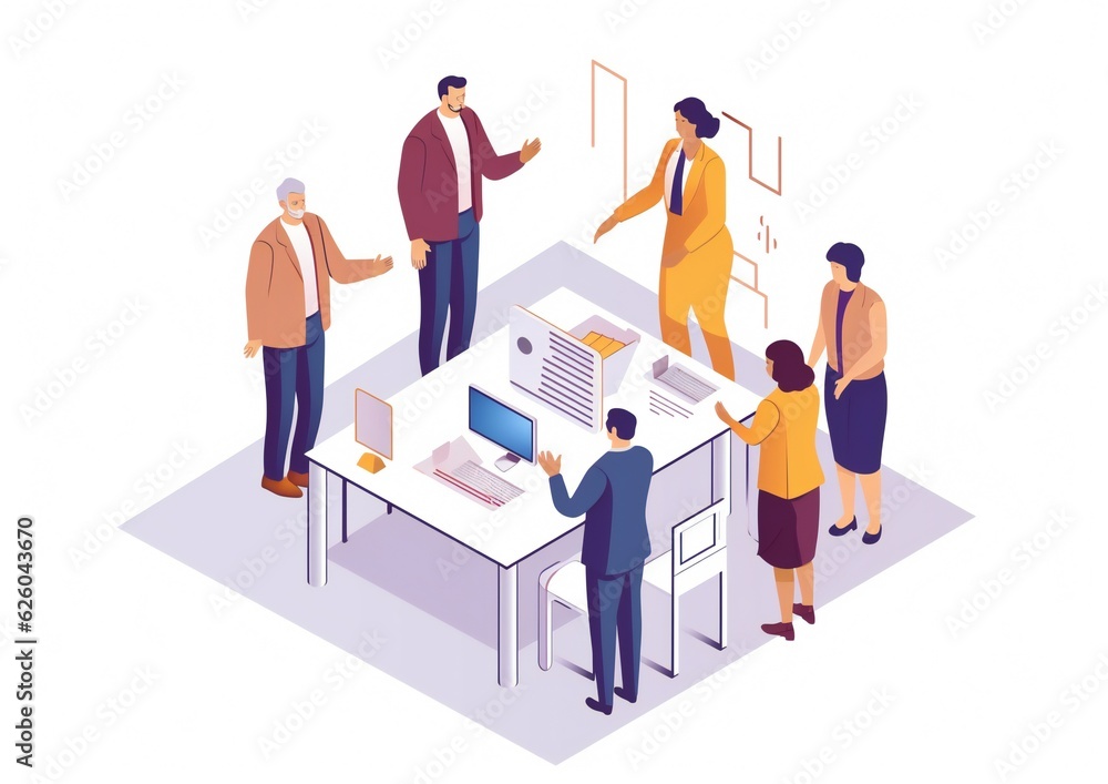 Sleek Isometric Corporate Team Culture Officemate Handshake