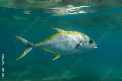 Pompano - Found in the Atlantic, Pacific and Indian Oceans, are commonly used in Southern United States and Latin American cuisine and have a mild, sweet flavor (Generative AI) © Russell