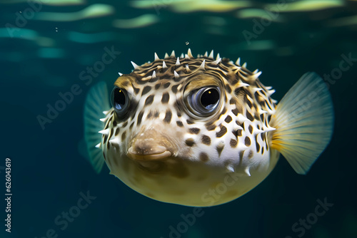 Pufferfish - Found in tropical and subtropical oceans worldwide known for their ability to inflate themselves when threatened and for their toxic skin (Generative AI)