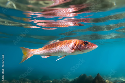 Mullet - Found in coastal areas and estuaries worldwide, are commonly used in Mediterranean and Middle Eastern cuisine and have a mild, sweet flavor (Generative AI) © Russell