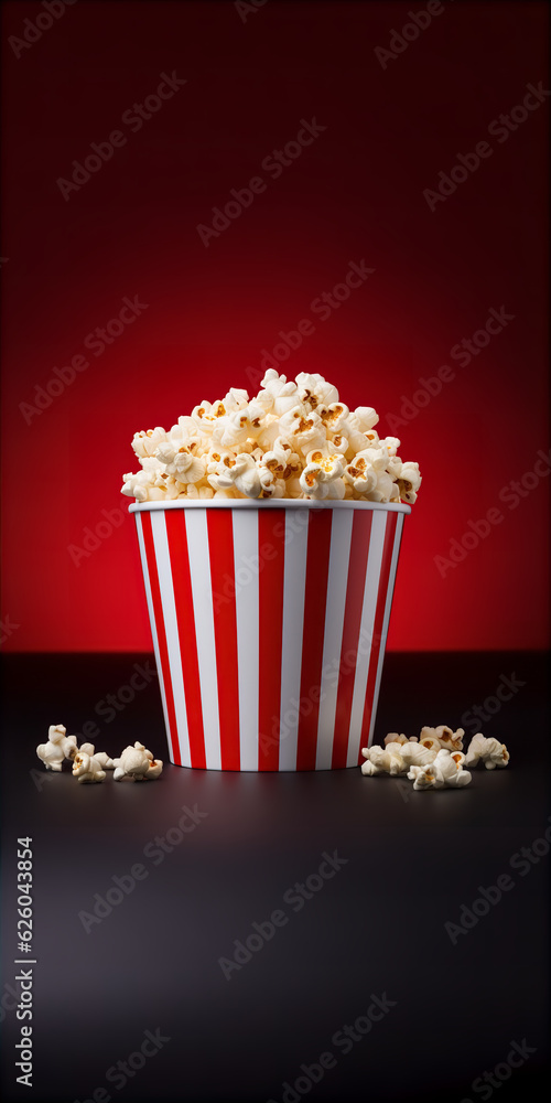Red White Popcorn Bucket Cinema Movies Red & Black Background