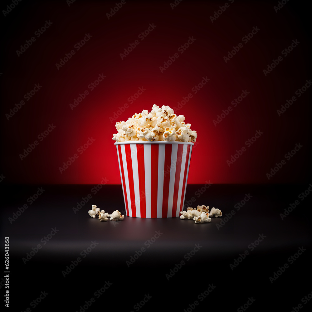 Red White Popcorn Bucket Cinema Movies Red & Black Background Red White Popcorn Bucket Cinema Movies Red & Black Background
