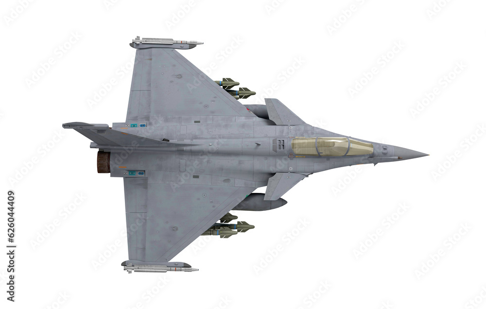 attack fighter top view 3d render on white