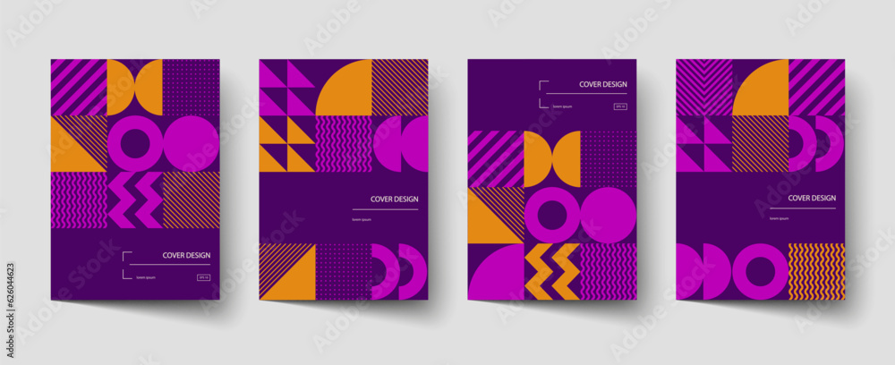 Trendy covers design. Minimal geometric shapes compositions. Applicable for brochures, posters, covers and banners.