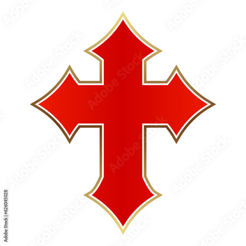 knights templar cross with golden outline isolated on white background. Vector illustration