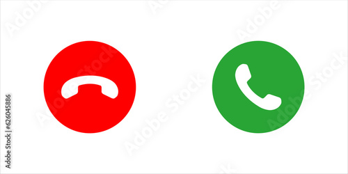 Vector illustration call icon green and red call button, pick up phone, hang up phone, start call, end call vector illustration on white background eps10
