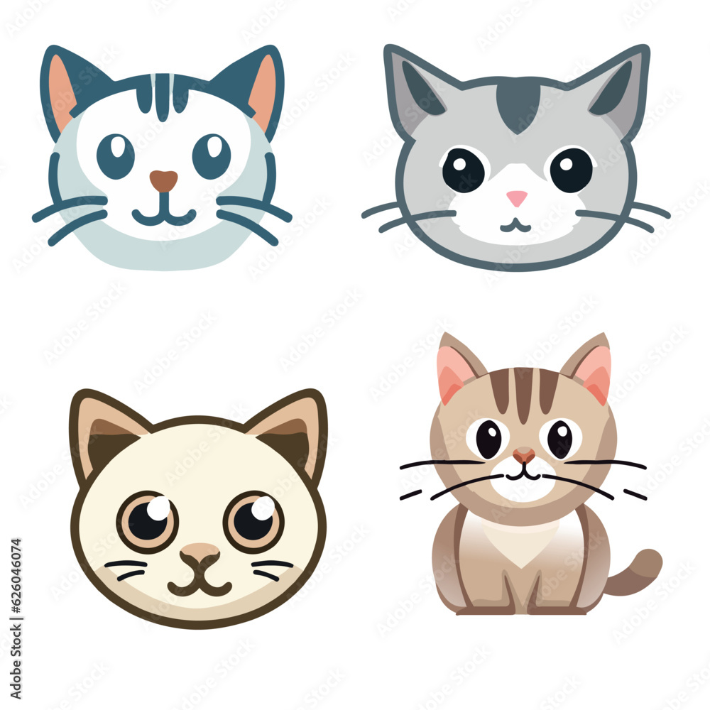 Cat Faces Line art Clipart