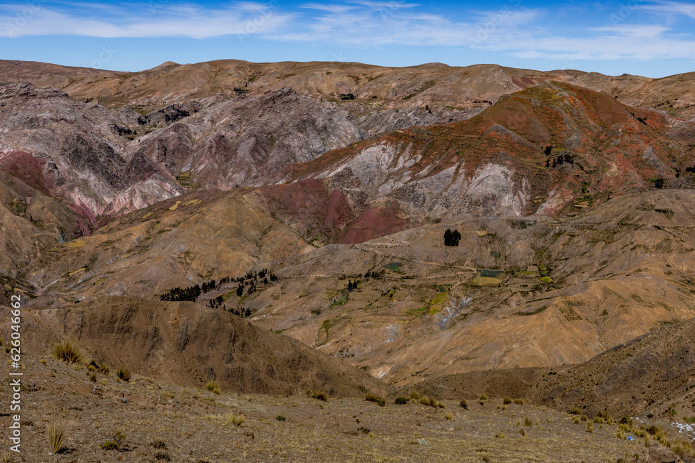 Colorful mountain landscape in the remote Bolivian Andes between Torotoro and Oruro - Traveling and exploring South America Colorful mountain landscape in the remote Bolivian Andes between Torotoro and Oruro - Traveling and exploring South America
