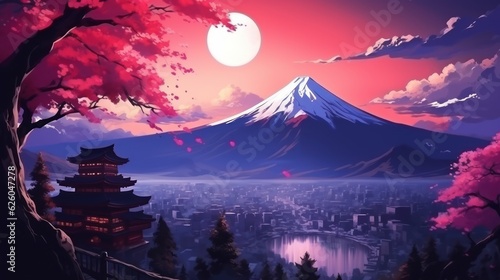 Japan fantasy style scene game art